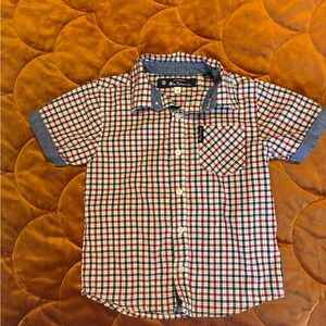Ben Sherman Red and Blue Plaid Kids Button Down Shirt